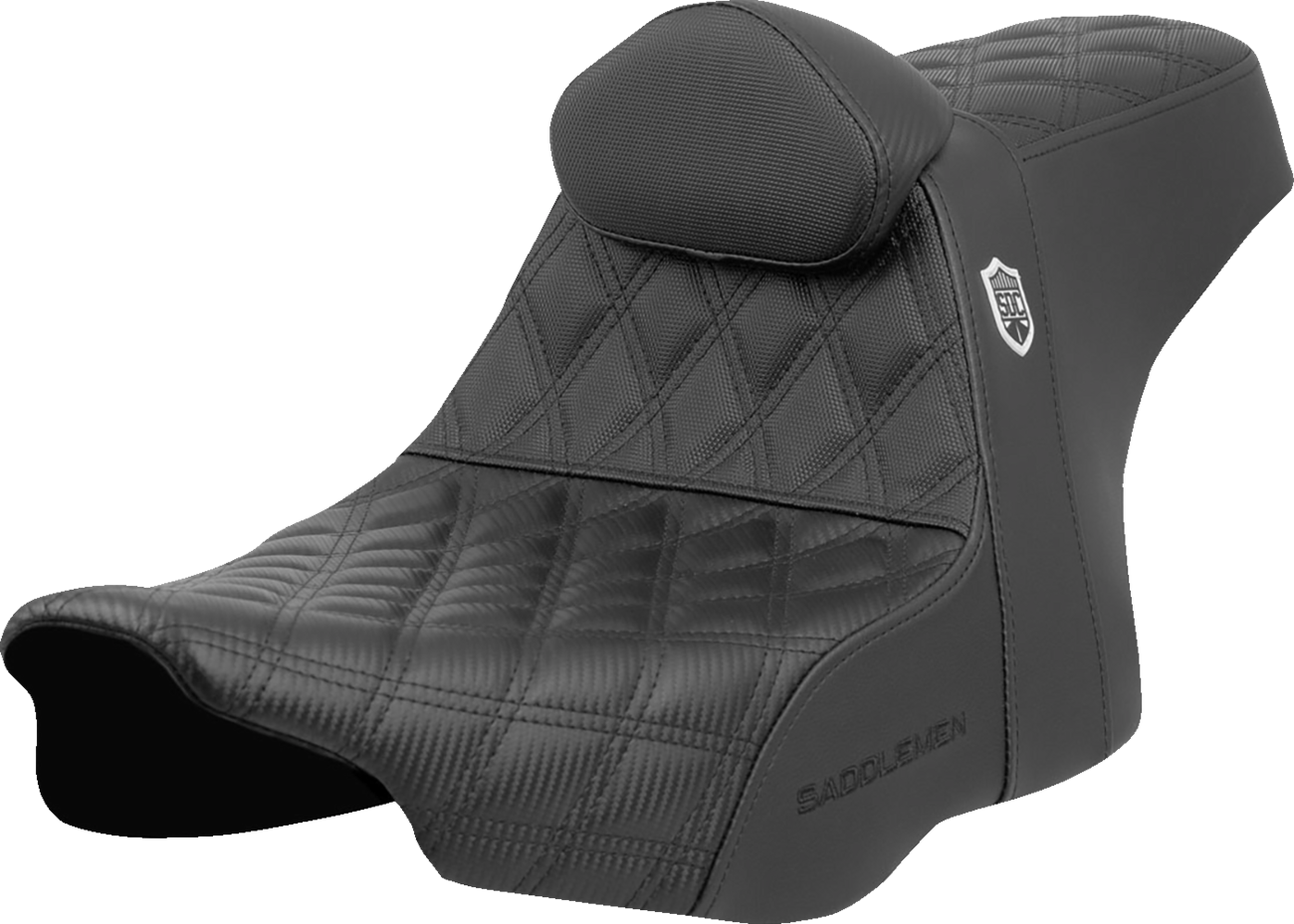 SADDLEMEN Pro Series SDC Performance Seat - Lattice Stitch - Gripper - w/ Backrest - FLH/FLT '23-'24