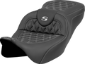 SADDLEMEN Roadsofa™ Seat - Lattice Stitch - Silver Stitch - w/o Backrest - FL '08-'23