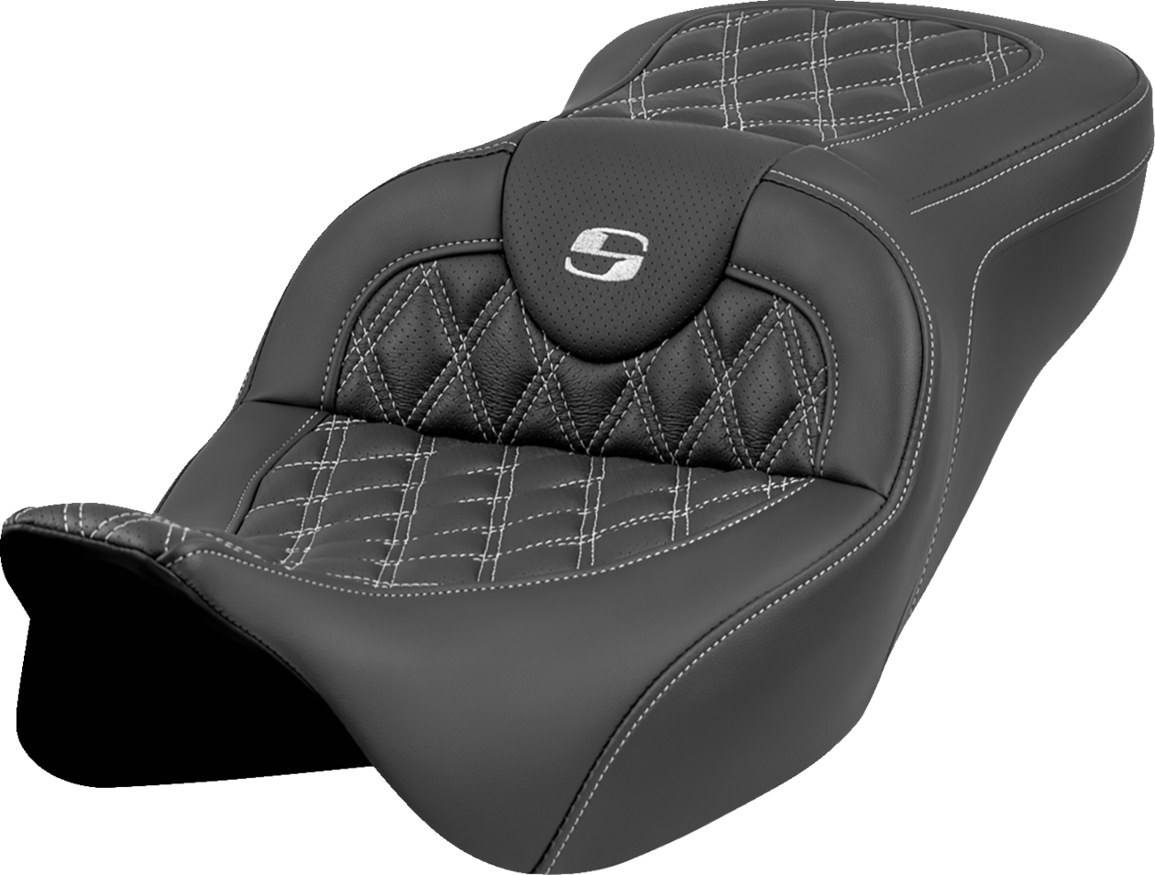 SADDLEMEN Roadsofa™ Seat - Lattice Stitch - Silver Stitch - w/o Backrest - FL '08-'23