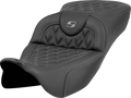 SADDLEMEN Roadsofa™ Extended Reach Seat - Lattice Stitch - Gray Stitch - without Backrest - FL '08-'23