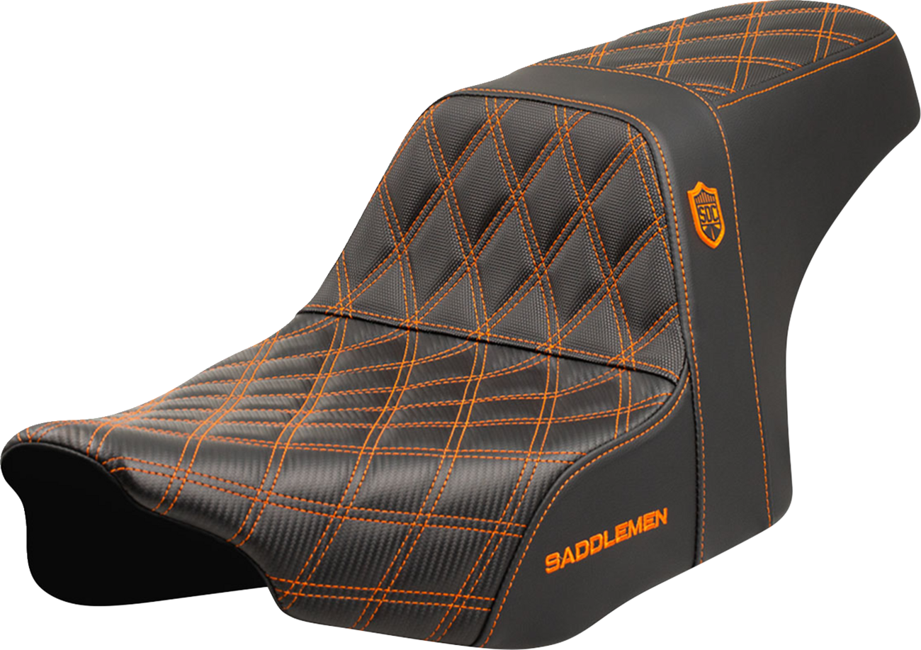 SADDLEMEN Pro Series SDC Performance Seat - Orange Stitching - w/o Backrest - FLT/FLH '23-'24