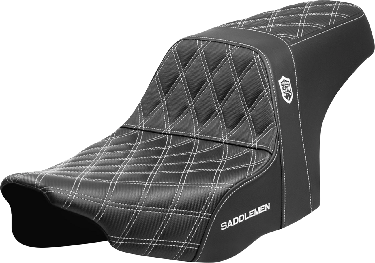 SADDLEMEN Pro Series SDC Performance Seat - White Stitching - w/o Backrest - FLT/FLH '23-'24