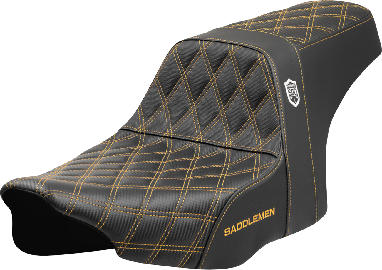 SADDLEMEN Pro Series SDC Performance Seat - Gold Stitching - w/o Backrest - FLT/FLH '23-'24