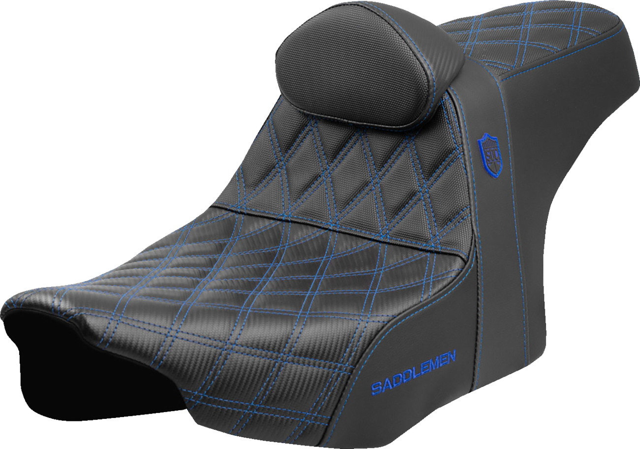 SADDLEMEN Pro Series SDC Performance Seat - Blue Stitching - w/ Backrest - FLT/FLH '23-'25