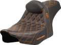 SADDLEMEN Pro Series SDC Performance Seat - Orange Stitching - w/ Backrest - FLT/FLH '23-'25