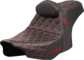 SADDLEMEN Pro Series SDC Performance Seat - Red Stitching - w/ Backrest - FLT/FLH '23-'25