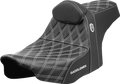SADDLEMEN Pro Series SDC Performance Seat - White Stitching - w/ Backrest - FLT/FLH '23-'25