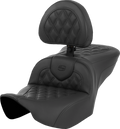SADDLEMEN Heated Roadsofa™ Seat - Lattice Stitch - w/ Backrest - FLT/FLH '23-'24