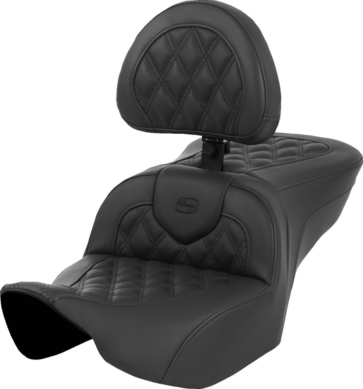 SADDLEMEN Heated Roadsofa™ Seat - Lattice Stitch - w/ Backrest - FLT/FLH '23-'24