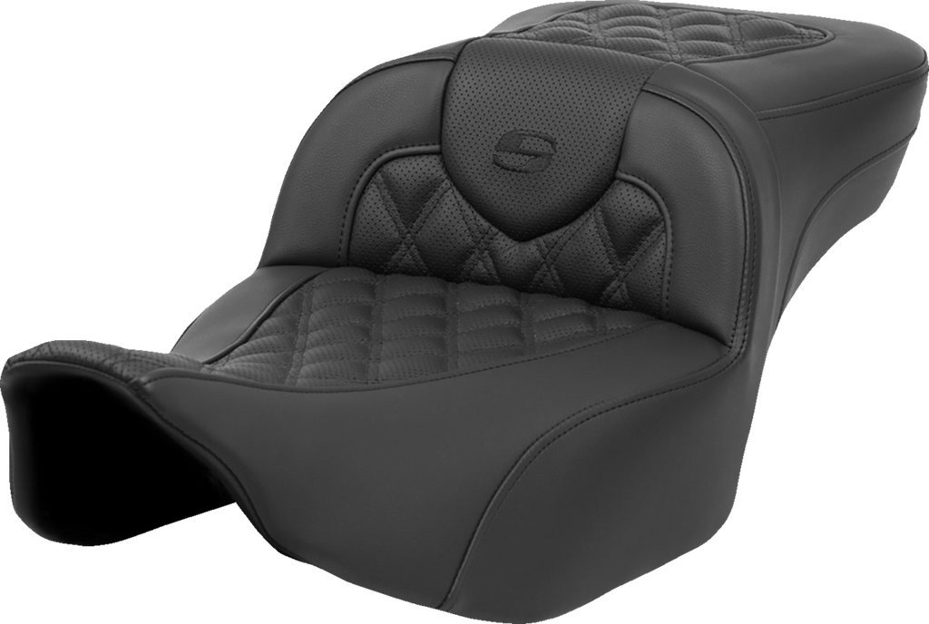 SADDLEMEN Heated RoadSofa™ Seat - Extended Reach - Lattice Stitch - w/o Backrest - FLT/FLH ’23-‘24