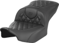 SADDLEMEN Heated Roadsofa™ Seat - Carbon Fiber - Lattice Stitch - w/o Backrest - FLT/FLH '23-'24