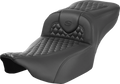 SADDLEMEN Heated RoadSofa™ Seat - Extended Reach - Honeycomb Stitch - w/o Backrest - FLT/FLH ’23-‘24
