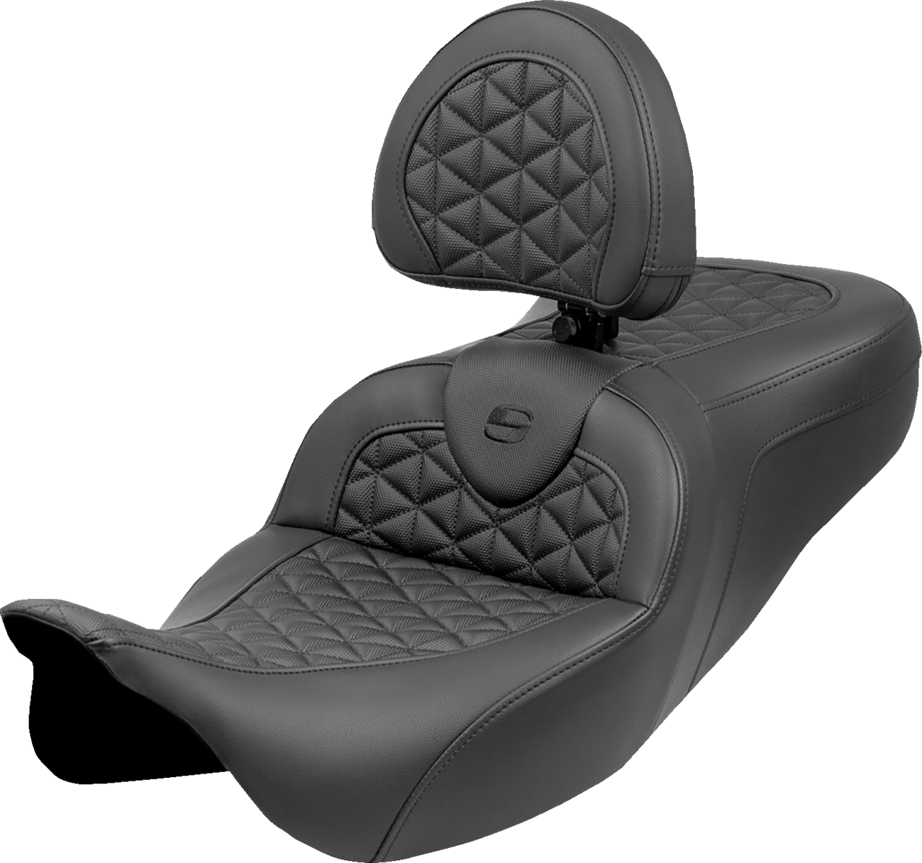SADDLEMEN RoadSofa™ Tri Gripper Seat - Extended Reach - w/ Backrest - FLH/FLT '08-'25