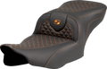 SADDLEMEN Roadsofa™ Seat - Dragon Scale Stitch - Orange Stitch - w/o Backrest - FLTR/FLHX '23-'24