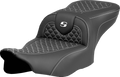 SADDLEMEN Roadsofa™ Seat - Dragon Scale Stitch - White Stitch - w/o Backrest - FLTR/FLHX '23-'24