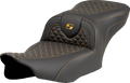 SADDLEMEN Roadsofa™ Seat - Dragon Scale Stitch - Gold Stitch - w/o Backrest - FLTR/FLHX '23-'24