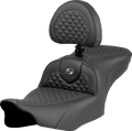 SADDLEMEN Roadsofa™ Seat - Dragon Scale Stitch - Gray Stitch - w/ Backrest - FLTR/FLHX '23-'24