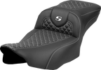 SADDLEMEN Roadsofa™ Extended Reach Seat - Dragon Scale Stitch - White Stitch - w/o Backrest - FLT/FLH '23-'24