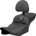 SADDLEMEN Roadsofa™ Extended Reach Seat - Dragon Scale Stitch - Dark Gray Stitch - w/ Backrest - FL '23-'24