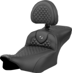 SADDLEMEN Roadsofa™ Extended Reach Seat - Dragon Scale Stitch - Dark Gray Stitch - w/ Backrest - FL '23-'24