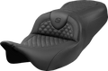 SADDLEMEN Roadsofa™ Seat - Dragon Scale Stitch - Black Stitch - w/o Backrest - FLH/FLT '08-'24