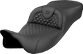 SADDLEMEN Roadsofa™ Extended Reach Seat - Dragon Scale Stitch - Black Stitch - w/o Backrest - FLH/FLT '08-'24