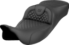 SADDLEMEN Roadsofa™ Extended Reach Seat - Dragon Scale Stitch - Black Stitch - w/o Backrest - FLH/FLT '08-'24