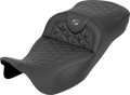 SADDLEMEN RoadSofa™ Tri Gripper Seat - Extended Reach - Gray Stitch - w/o Backrest - FLH/FLT '08-'25