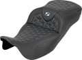 SADDLEMEN RoadSofa™ Tri Gripper Seat - Extended Reach - Silver Stitch - w/o Backrest - FLH/FLT '08-'25