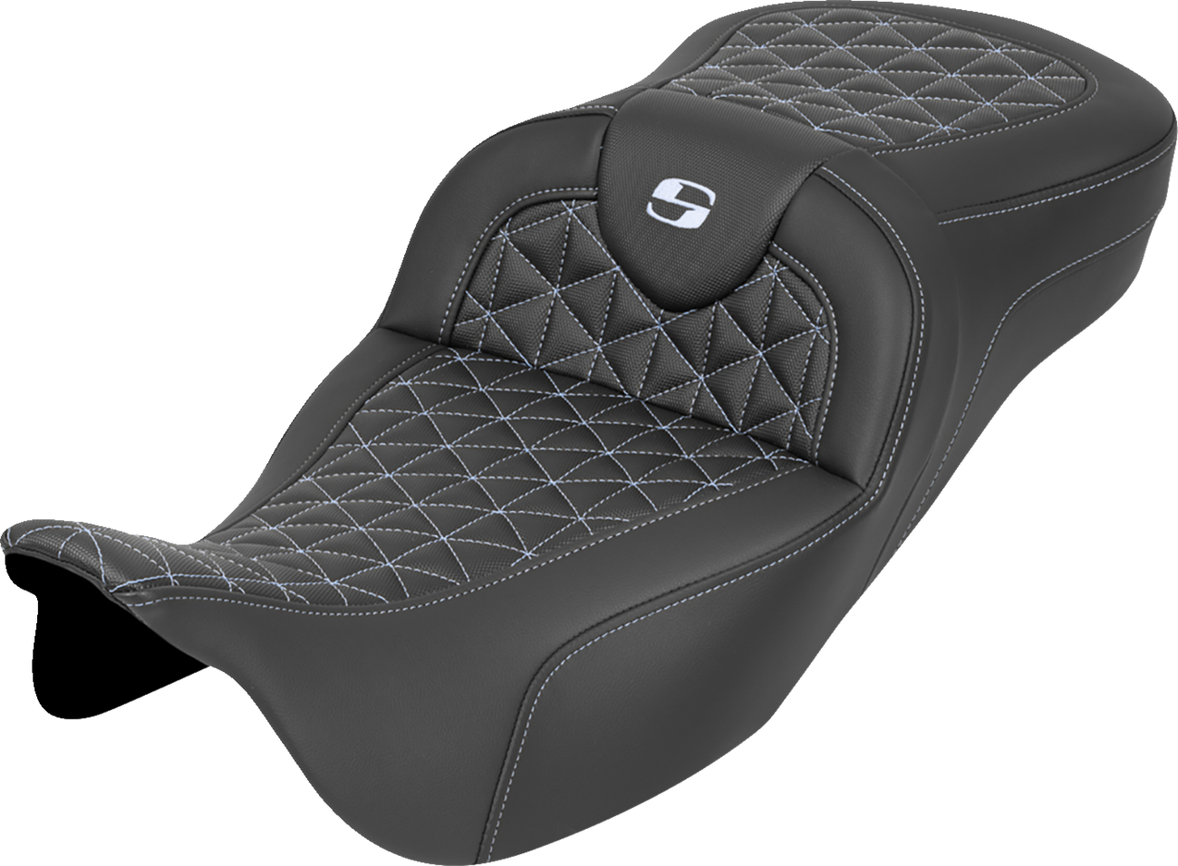SADDLEMEN RoadSofa™ Tri Gripper Seat - Extended Reach - Silver Stitch - w/o Backrest - FLH/FLT '08-'25