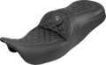 SADDLEMEN RoadSofa™ Tri Gripper Seat - Standard Reach - Gray Stitch - w/o Backrest - FLH/FLT '08-'25