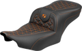 SADDLEMEN Roadsofa™ Seat - without Backrest - Orange Stitch - FLH/FLT '23-'25