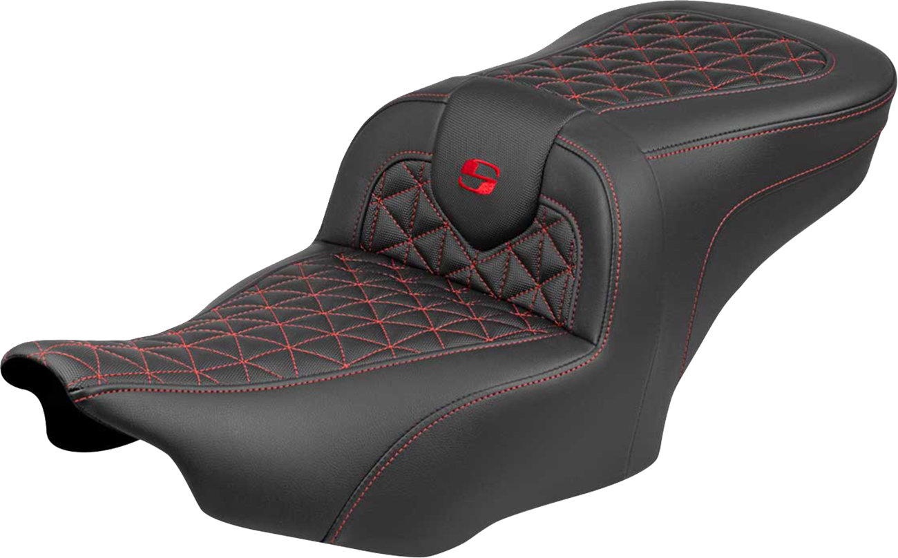 SADDLEMEN Roadsofa™ Seat - without Backrest - Red Stitch - FLH/FLT '23-'25