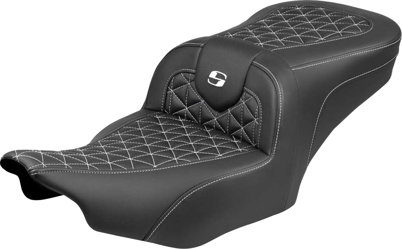 SADDLEMEN Roadsofa™ Seat - without Backrest - White Stitch - FLH/FLT '23-'25