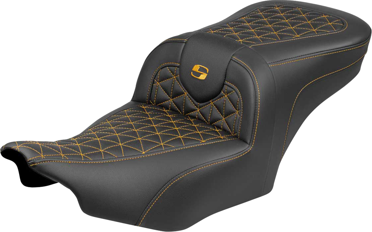 SADDLEMEN Roadsofa™ Seat - without Backrest - Gold Stitch - FLH/FLT '23-'25