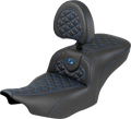 SADDLEMEN Roadsofa™ Seat - with Backrest - Blue Stitch - FLH/FLT '23-'25
