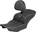 SADDLEMEN Roadsofa™ Seat - with Backrest - Gray Stitch - FLH/FLT '23-'25