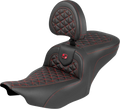 SADDLEMEN Roadsofa™ Seat - with Backrest - Red Stitch - FLH/FLT '23-'25