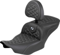 SADDLEMEN Roadsofa™ Seat - with Backrest - Silver Stitch - FLH/FLT '23-'25