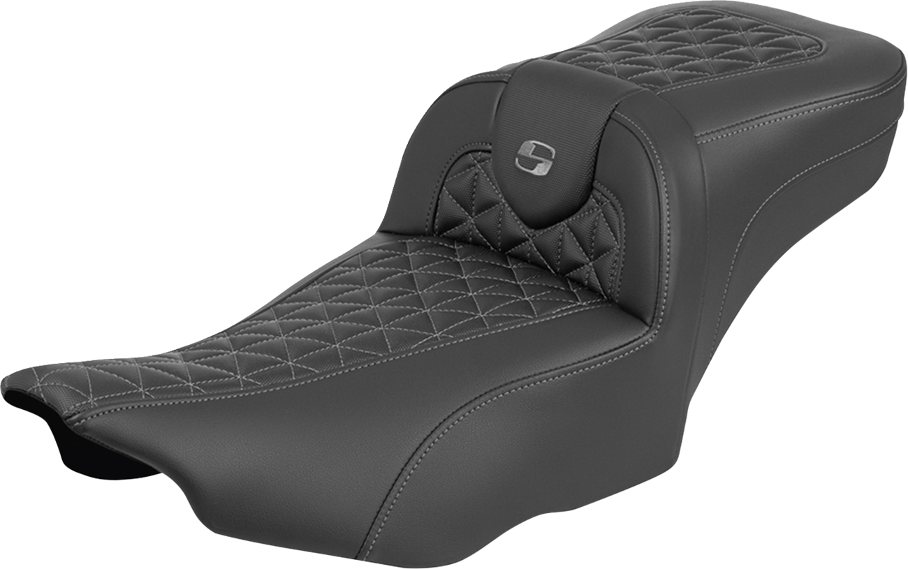 SADDLEMEN Roadsofa™ Extended Reach Seat - without Backrest - Tri-Gripper Gray Stitch - FLH/FLT '23-'25