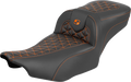 SADDLEMEN Roadsofa™ Extended Reach Seat - without Backrest - Tri-Gripper Orange Stitch - FLH/FLT '23-'25