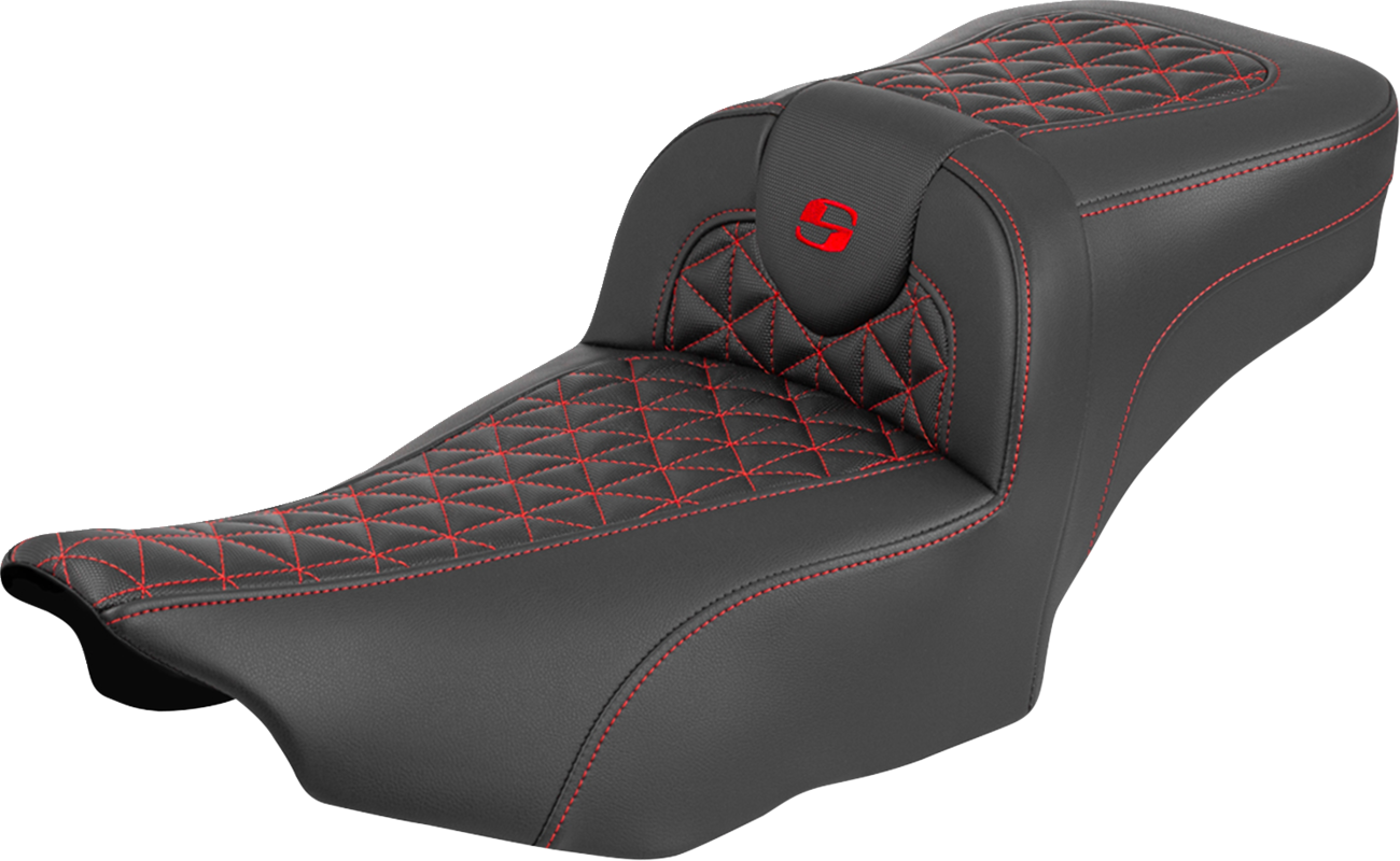 SADDLEMEN Roadsofa™ Extended Reach Seat - without Backrest - Red Stitch - FLH/FLT '23-'25
