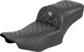 SADDLEMEN Roadsofa™ Extended Reach Seat - without Backrest - White Stitch - FLH/FLT '23-'25