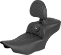 SADDLEMEN Roadsofa™ Extended Reach Seat - with Backrest - Gray Stitch - FLH/FLT '23-'25