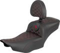 SADDLEMEN Roadsofa™ Extended Reach Seat - with Backrest - Red Stitch - FLH/FLT '23-'25