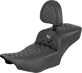 SADDLEMEN Roadsofa™ Extended Reach Seat - with Backrest - Silver Stitch - FLH/FLT '23-'25