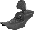 SADDLEMEN Roadsofa™ Extended Reach Seat - with Backrest - White Stitch - FLH/FLT '23-'25