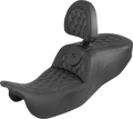 SADDLEMEN Roadsofa™ Carbon Fiber Seat - Lattice Stitch - With Backrest - FLRT/FLTRT '15-'25
