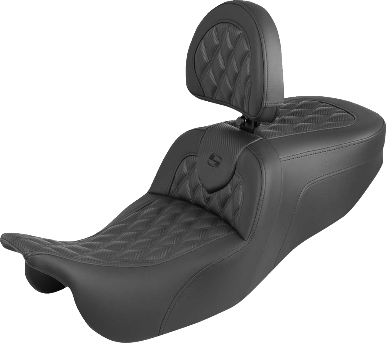 SADDLEMEN Roadsofa™ Carbon Fiber Seat - Lattice Stitch - With Backrest - FLRT/FLTRT '15-'25