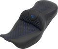 SADDLEMEN Roadsofa™ Seat - without Backrest - Dragon Stitch - Blue Stitch - FLH/FLT '08-'25